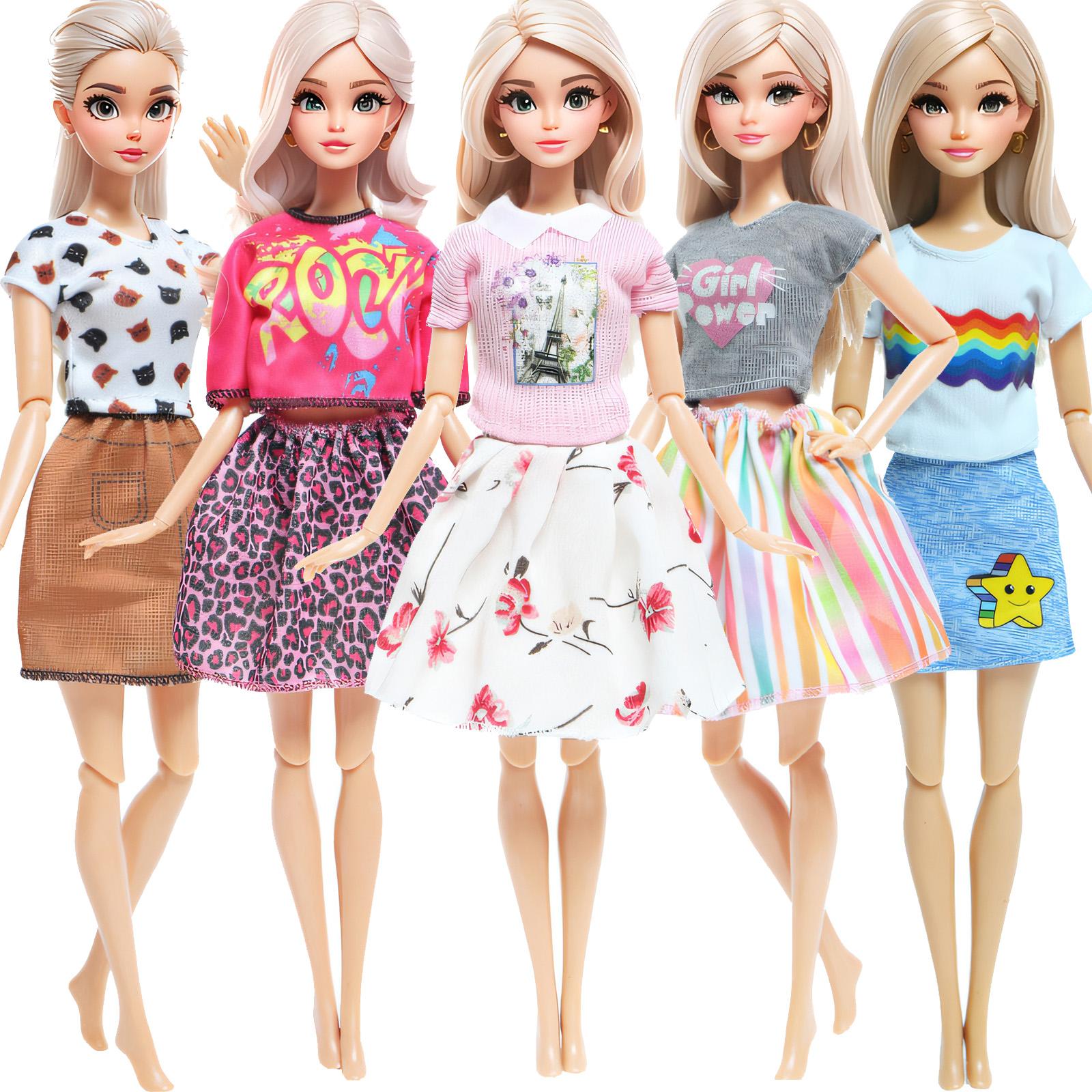 

5 комплектов кукольной одежды, наряды, брюки, юбки, рубашки для куклы 11,5 дюймов, розовый прекрасный подарочный набор для девочки-игрушки(НЕТ КУКЛ)