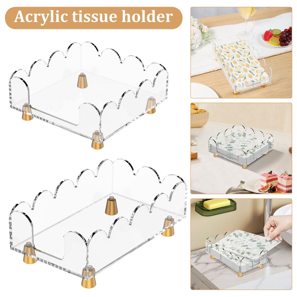Acrylic Napkin Holder Rectangle Transparent Hand Towel Holder Multi Purpose Cocktail Napkins Storage Rack for Kitchen Bathroom