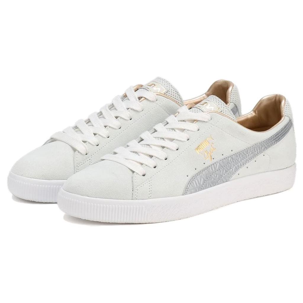 Puma Clyde Mij Comfortable Versatile Low-Top Sneakers Unisex Sneakers White Silver 394497-01