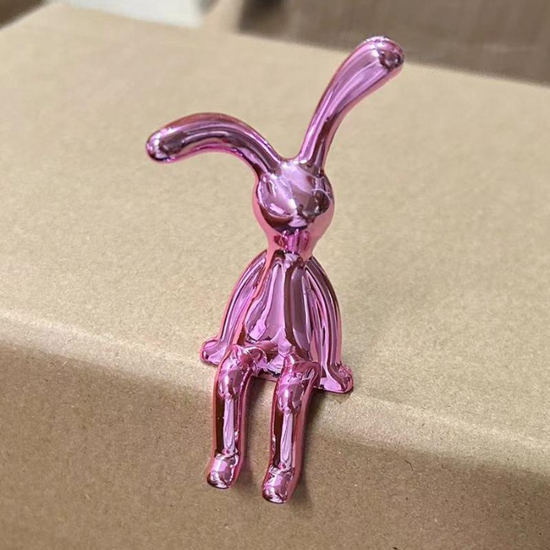 

1/2 Pcs Long-eared Rabbit Figurines Electroplated Rubber Sitting Rabbit Figure Model Toy 1pc рожевий