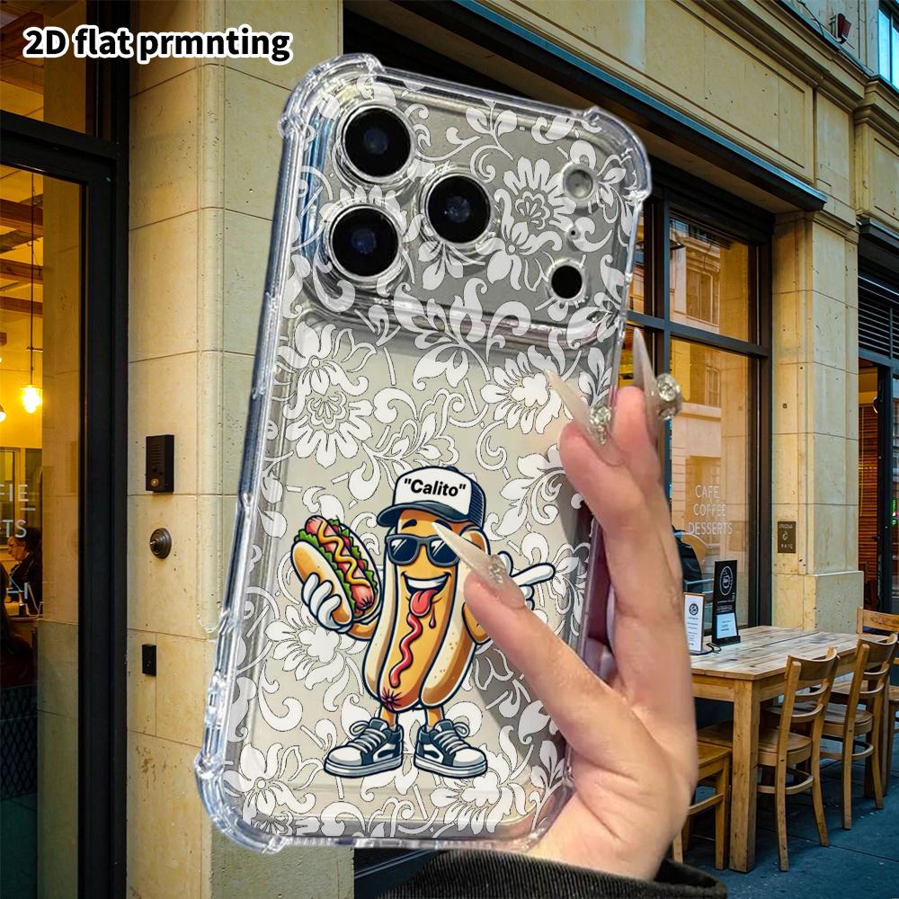 Phone Case: 2D Flat Suitable for iPhone 18 17 16 15 14 13 Pro, Transparent with Corner Protection, Hip Hop Food Style, Christmas and Halloween Gifts