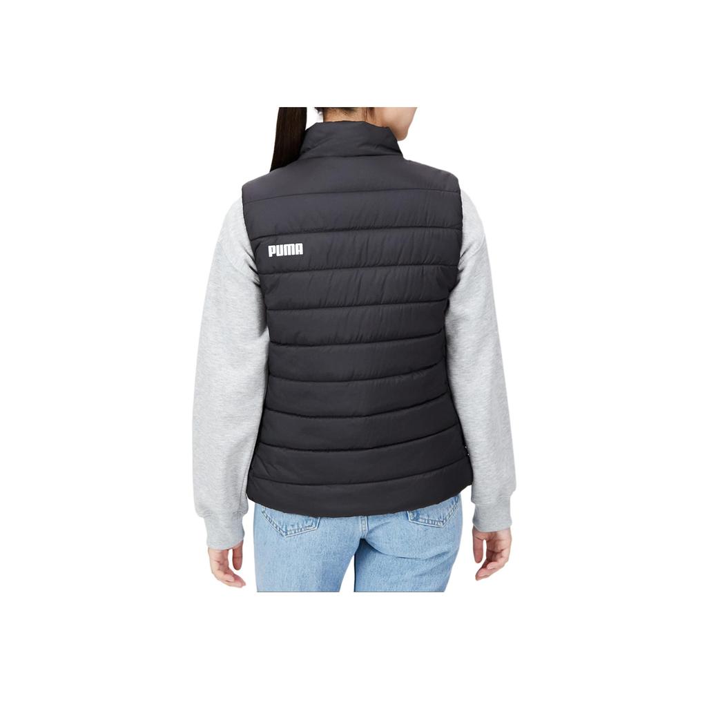 Puma Solid Color Logo Zip Stand Collar Short Vest Women vest Black 672276-01