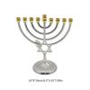 62KD Hanukkah Menorah 9 Branch Holder Stand Candelabras Vintage Golden Leaf Electroplate Stand Decor