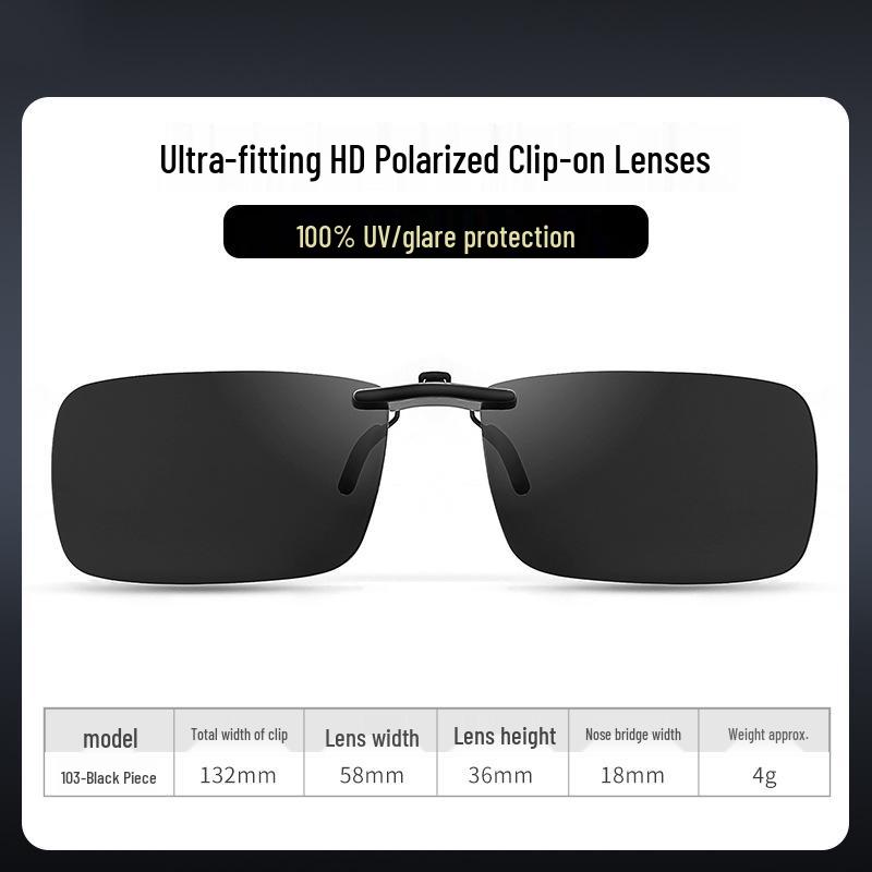 Flip-Up Polarized Photochromic Sunglasses Clip for Driving & Fishing