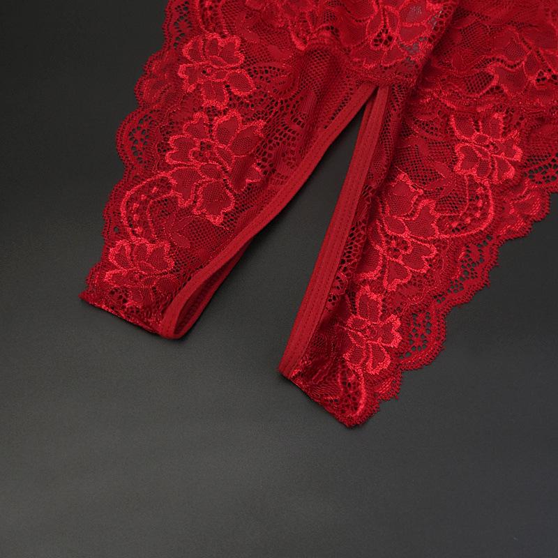 Plus Size Low Waist Sexy Lace Underwear for Women with Open Crotch