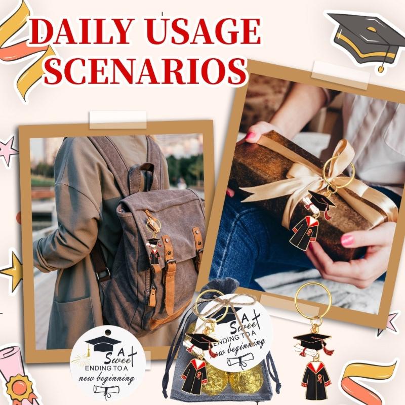 20pcs Zinc Alloy Keychains Graduate Key Rings with Bag Graduation Souvenirs For Educators Students Nurses Boys Girls