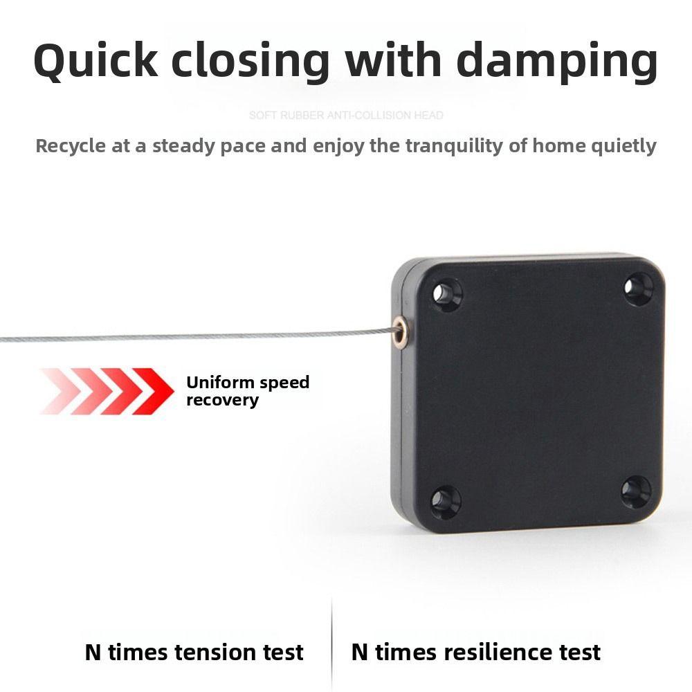 Black White Telescopic Door Device Punch Free Telescopic Door Closing Device Non Punching Bold Wire Pull Sliding Door Device