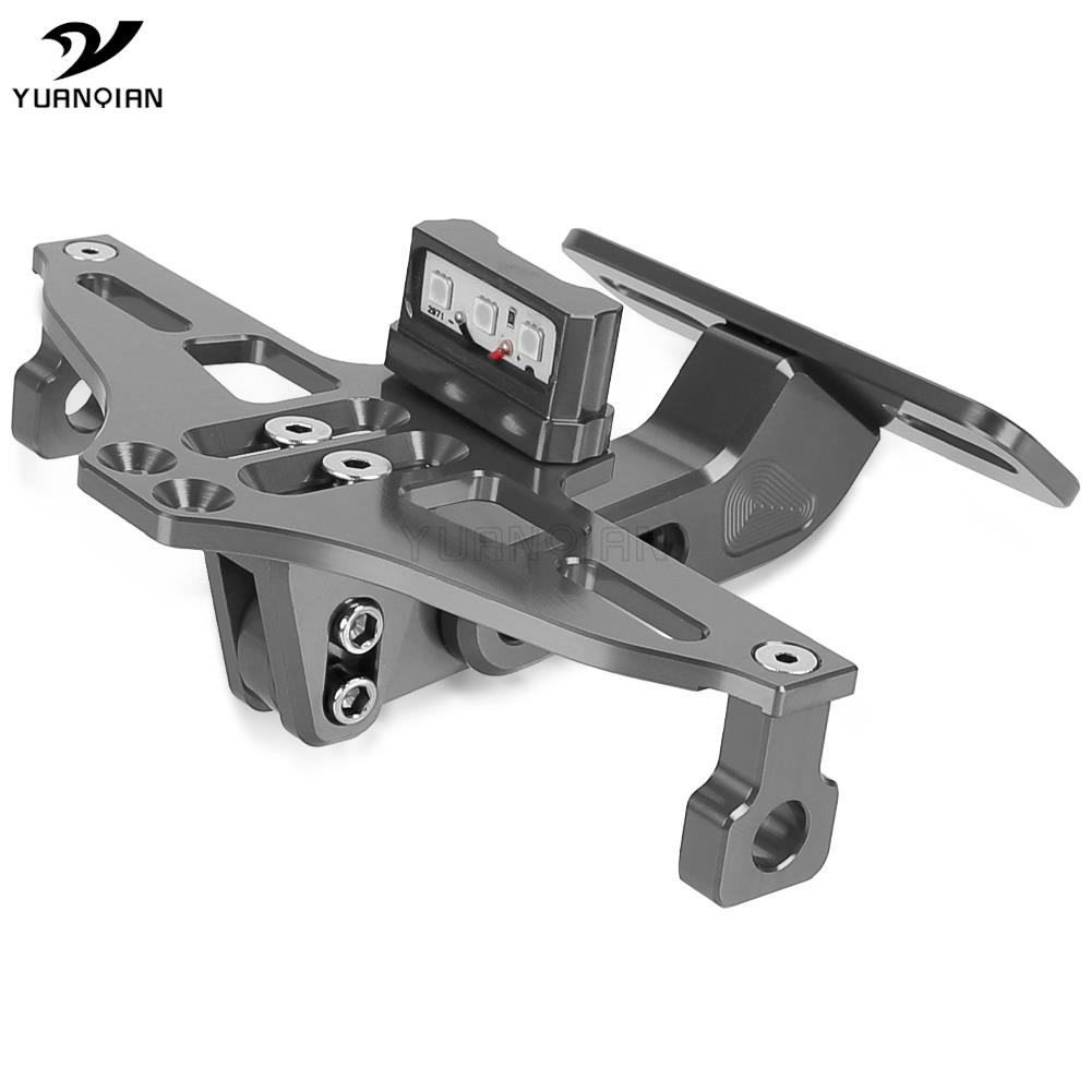 For APRILIA SR50 SR 50 MYCNC Motorcycle Adjustable Angle License Number Plate Frame Holder Bracket SR50MY LED Light