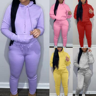 Gepolsterter Kapuzenpullover für Damen im Herbst und Winter, zweiteiliger lässiger Sportanzug