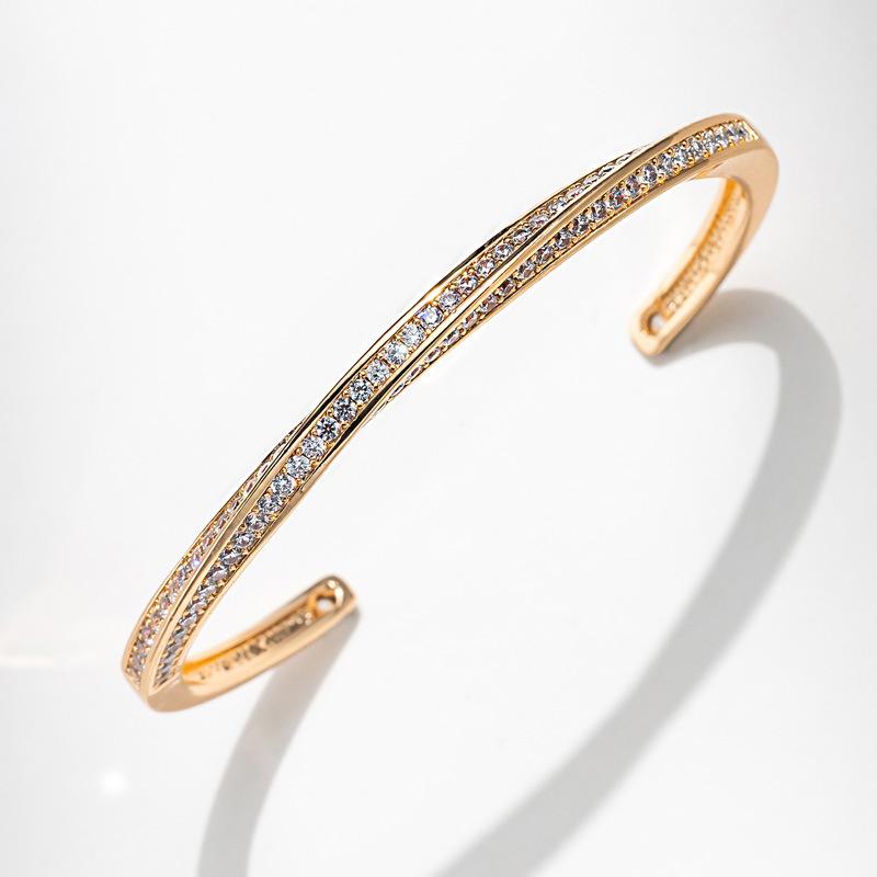 Open Buckle Micro-encrusted Zircon Uzibi Ring Bracelet Adjustable Twisted Twist Hemp Rope Bracelet for Women One  Size(18CM~21CM)