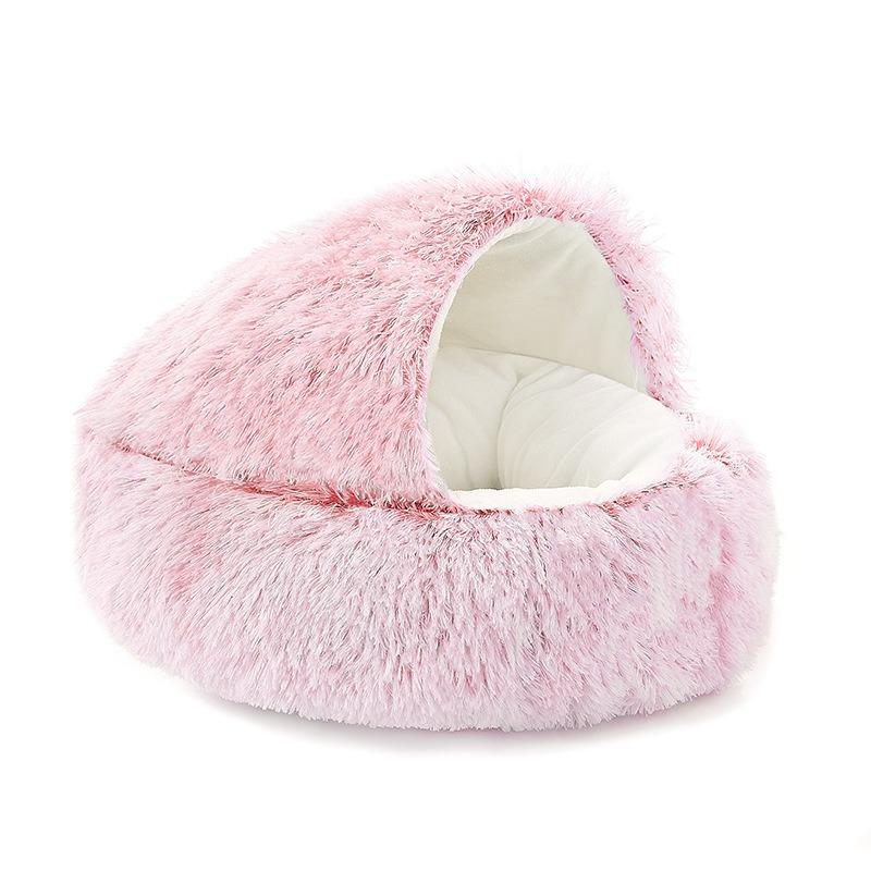 Semi-Enclosed Cat Bed, Shell Style, Winter Insulation, All-Season Fluffy Cat and Dog Bed