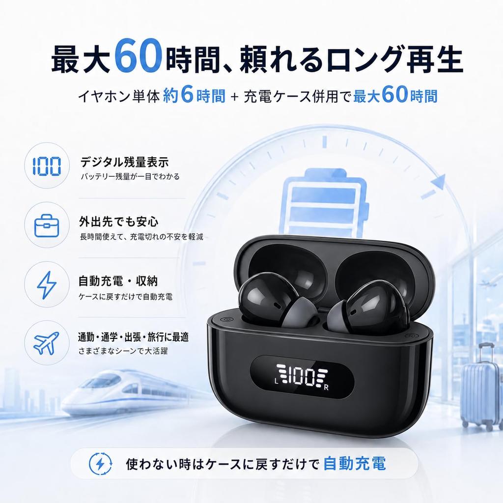Bluetooth Wireless ENC IPX7 Up To 60 Hours Sound Low Latency Earphones, 6.0+EDR, Calling, Waterproof, Playback, In-Ear Type, Hi-Fi Quality,