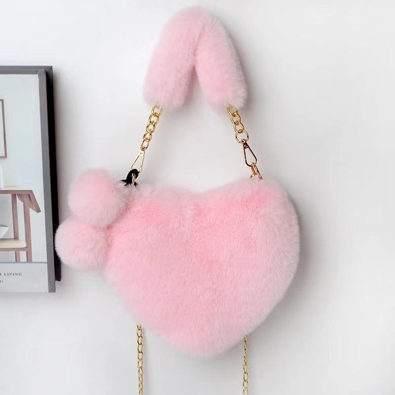 Winter new versatile love bag ball bag fluff bag women's autumn and winter handbag chain bag