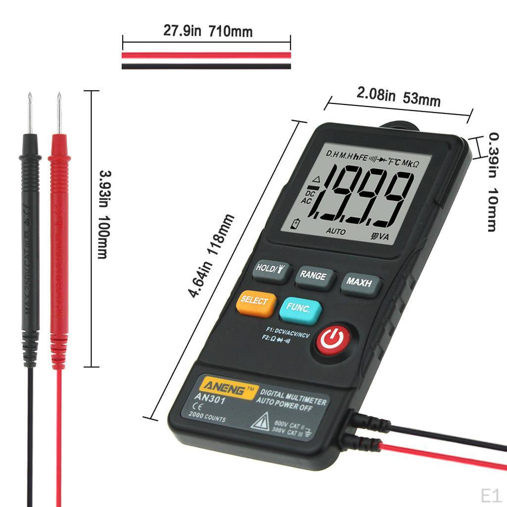 Auto Ranging Handheld True RMS LCD Digital Multimeter AC/DC Volt Tester ...