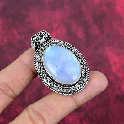 Gioielli in opale arcobaleno, ciondolo in argento sterling massiccio 925, gioielli con pietre preziose fatti a mano, regali per la moglie, ciondolo nuovo di zecca