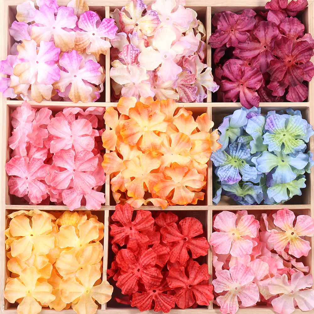 60Pcs Artificial Flower Head for Crafts Headwear Home Wedding Decoration Scrapbooking Clothing Sewing Fake Flowers Accessories