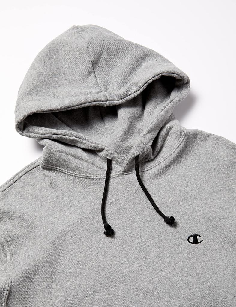 Champion Hooded Sweatshirt with Lined Rib Fleece and Embroidered Oxford Size M (Previous Model) Men's Logo, Gray, (C3-L121)