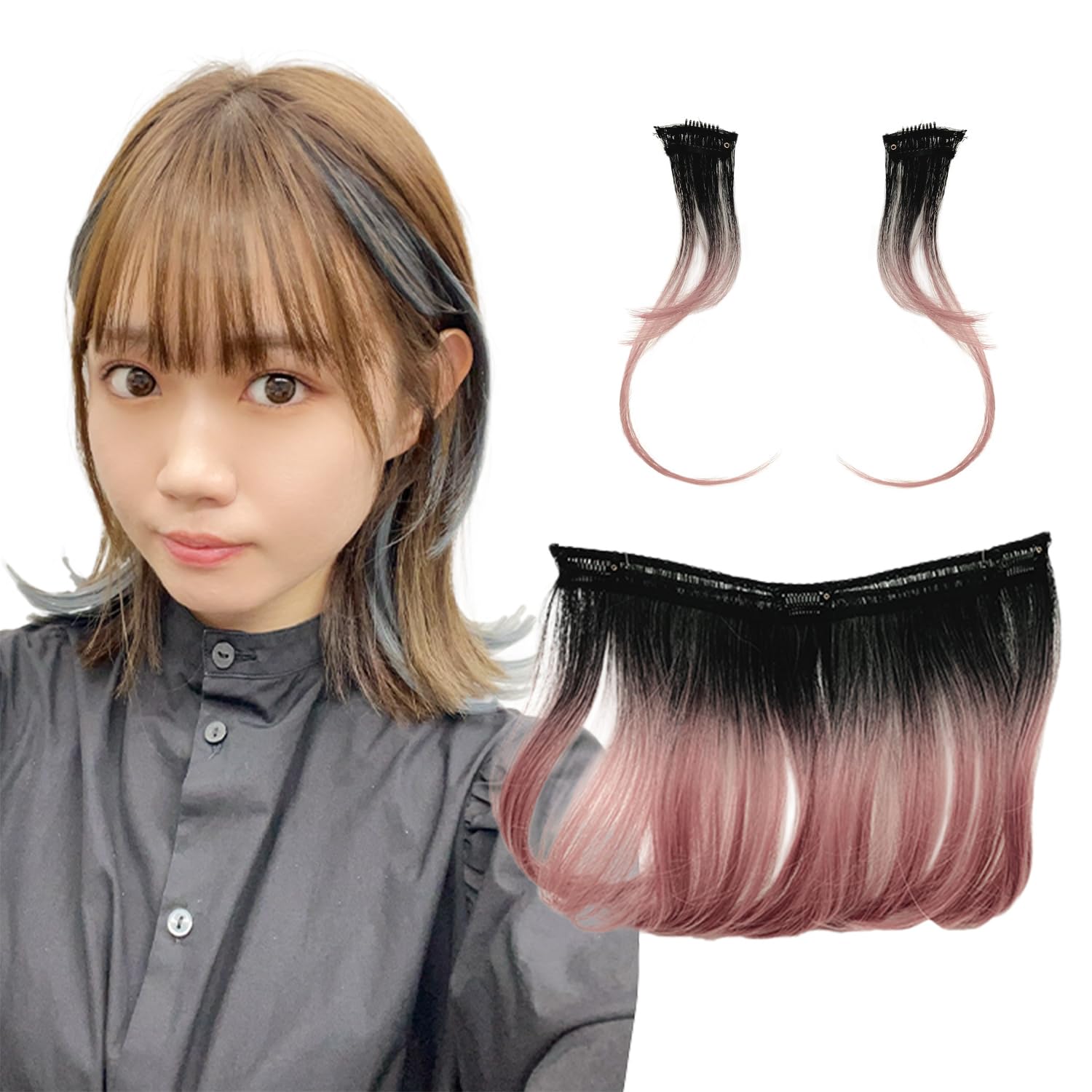 

AQUADOLL Wig, Inner Point Color, One-Touch Clip Extensions, Bob, CPK. Cosmos Pink, wgt818-B-CPK