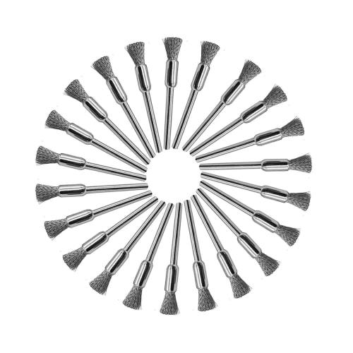 KIMLONTON Stainless Steel Wire Brush Pen Set, 30-Piece Set for Polishing, Rust Removal, Paint Stripping, Grinding, Polishing Wheels, Rotary Tools, Min
