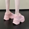 Fashion White Chunky Sneakers Women New 2024 Autumn Hidden Heel Platform Sports Dad Shoes Woman Lace Up Breathable Mesh Casual Shoes 8CM