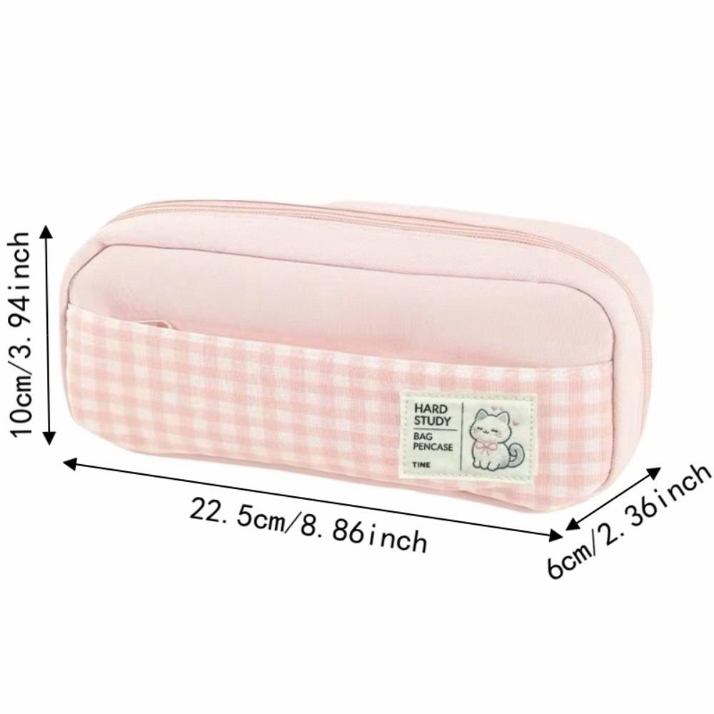 Pastel Color Pen Bag Double Layers Stationery Storage Bag Gift Pencil Pouch Office