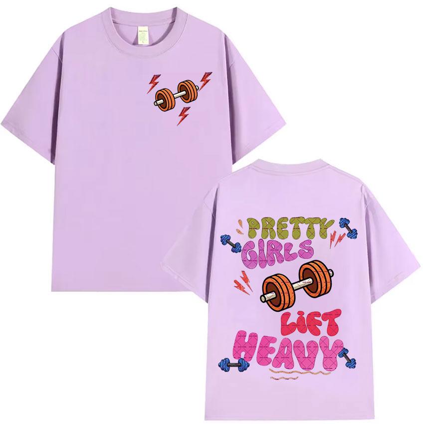 Funny Pretty Girls Lift Heavy Muscle Fitness T-Shirt Men Women Retro Aesthetic Short Sleeve T-shirts Casual Pure Cotton T Shirt
