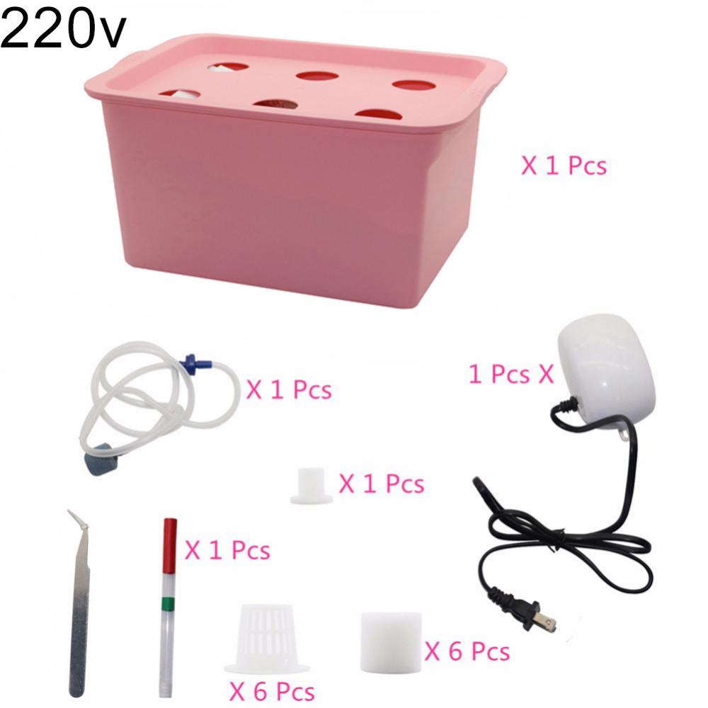 110/220V 6-Holes Static Plant Site Hydroponic Nursery Pot Growing Box Hydroponic Systems Kit Soilless Cultivation Box Indoor