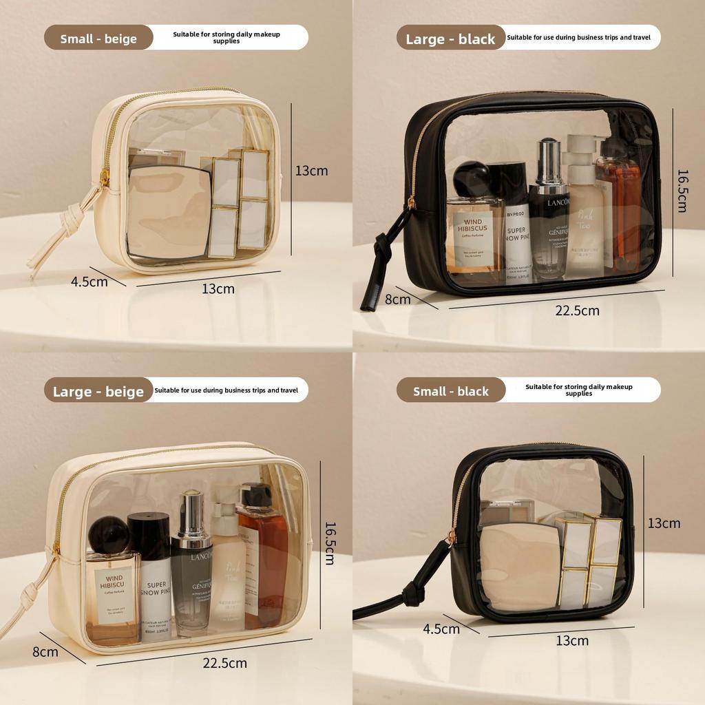 Portable Travel Toiletry Bag With Transparent Pvc Material And Large Capacity For Cosmetic Storage
