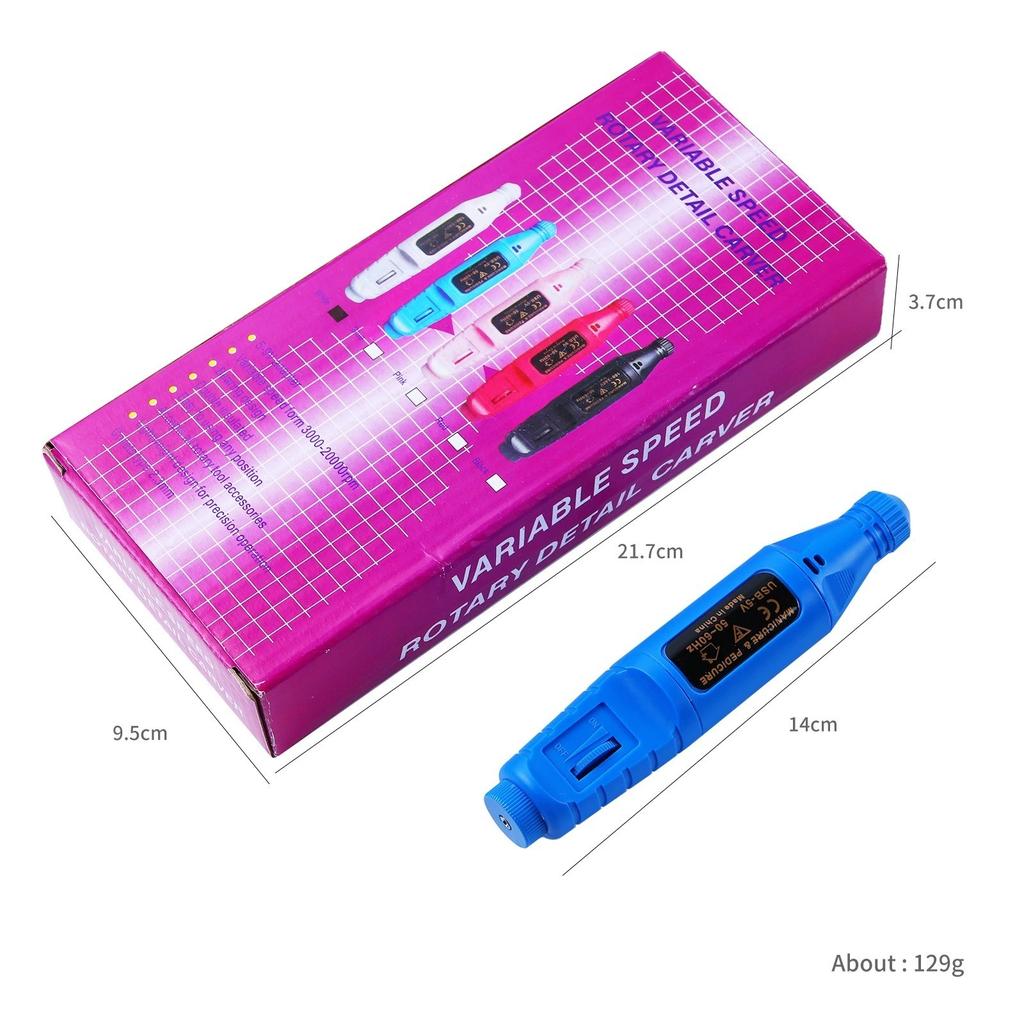 Blue Electric Nail Drills Kit Remove Polisher Manicure Pedicure 6pcs File Sanding Bands Machine Art Pen Device Equipment
