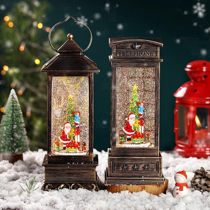 Christmas Carousel Musical Snow Globe: Old Man & Girl Birthday Gift for Children
