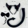 Halloween Cow Costume Animal Dress up Set Includes Cow Horn Headband, Tail, Bowtie for Kid Girl Halloween Cosplay Party