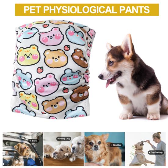 Dog Diaper Wraps Absorbent Waterproof Comfortable Printed Pattern Fastener Tape Breathable Pet Physiological Pants