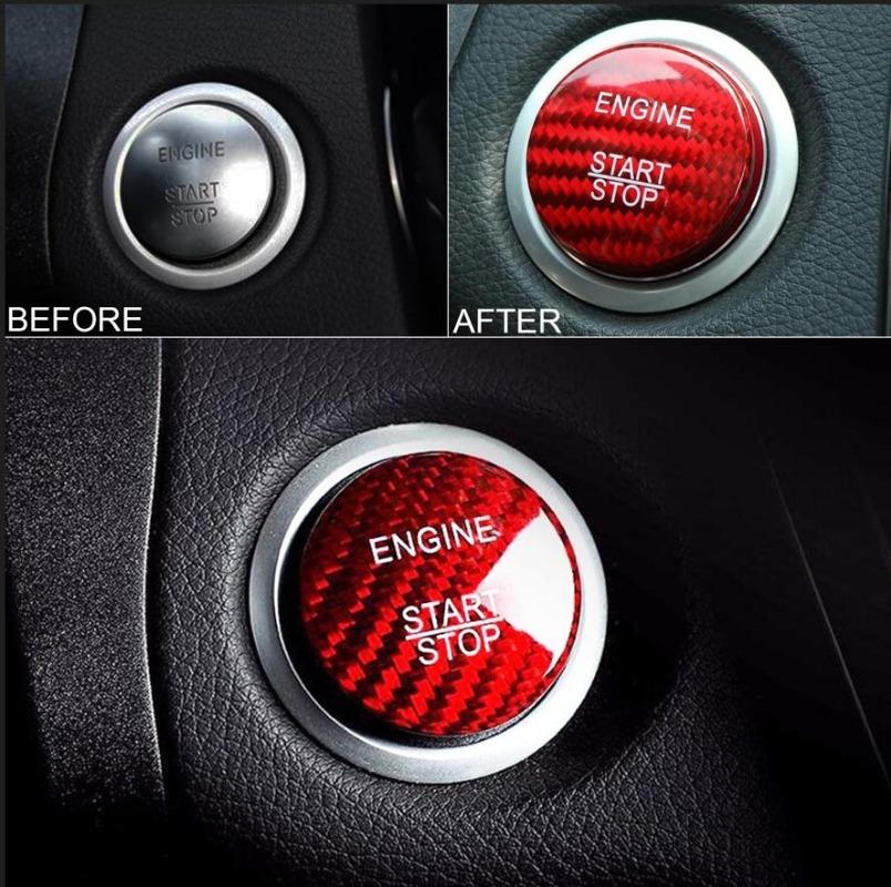 Car Engine Start Stop Button Switch Cover Carbon Fiber Sticker For Mercedes-Benz