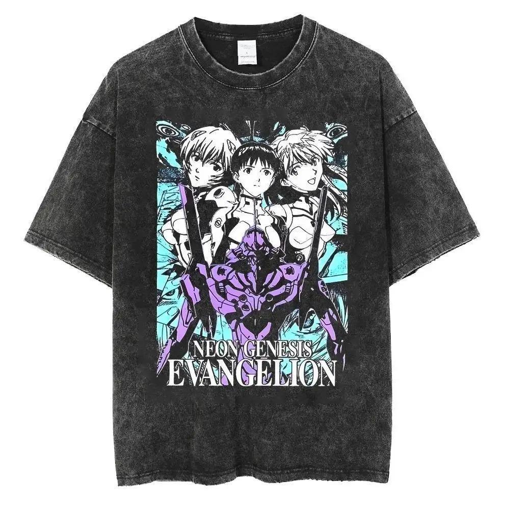 

2026 Неон Genesis Evangelion Футболка EVA Аниме Принт Хлопок Короткий рукав Футболка Повседневная Свободная футболка для Мужчин Женщин Аниме Фанатов L бежевый