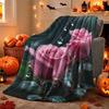 Halloween Soft Flannel Throw Blanket Pink Rose Cobweb Cozy Napping Home Decor