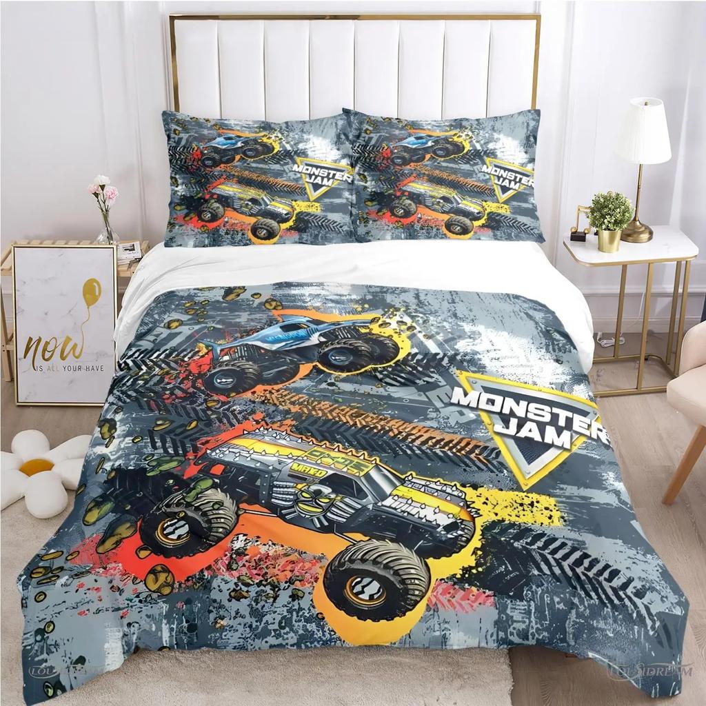Cartoon Monster Truck All Season Duvet Cover Comforter Bedding Sets Soft Quilt Cover and Pillowcases SingleDoubleQueenKing