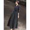 Lanseer Elegant V-Neck Long Sleeve Midi Dress