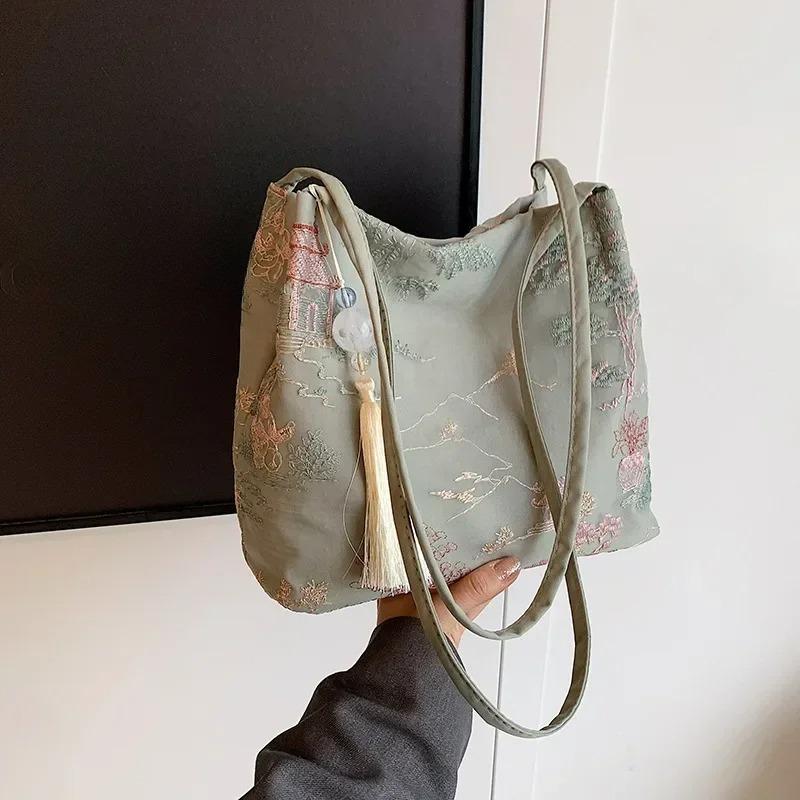 2026 New Models Silk Jacquard Fashiable Minimalist Bag New Chinese Style Retro Bag Single Shoulder Diagal Cross Women's Bag