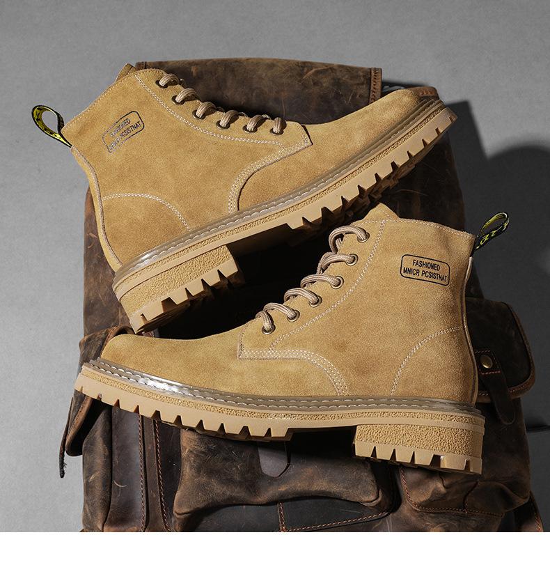 Autumn Winter Shoes for Men Cow Leather Short Boots High Tops Genuine Leather Casual Shoes Plush Work Ankle Boots