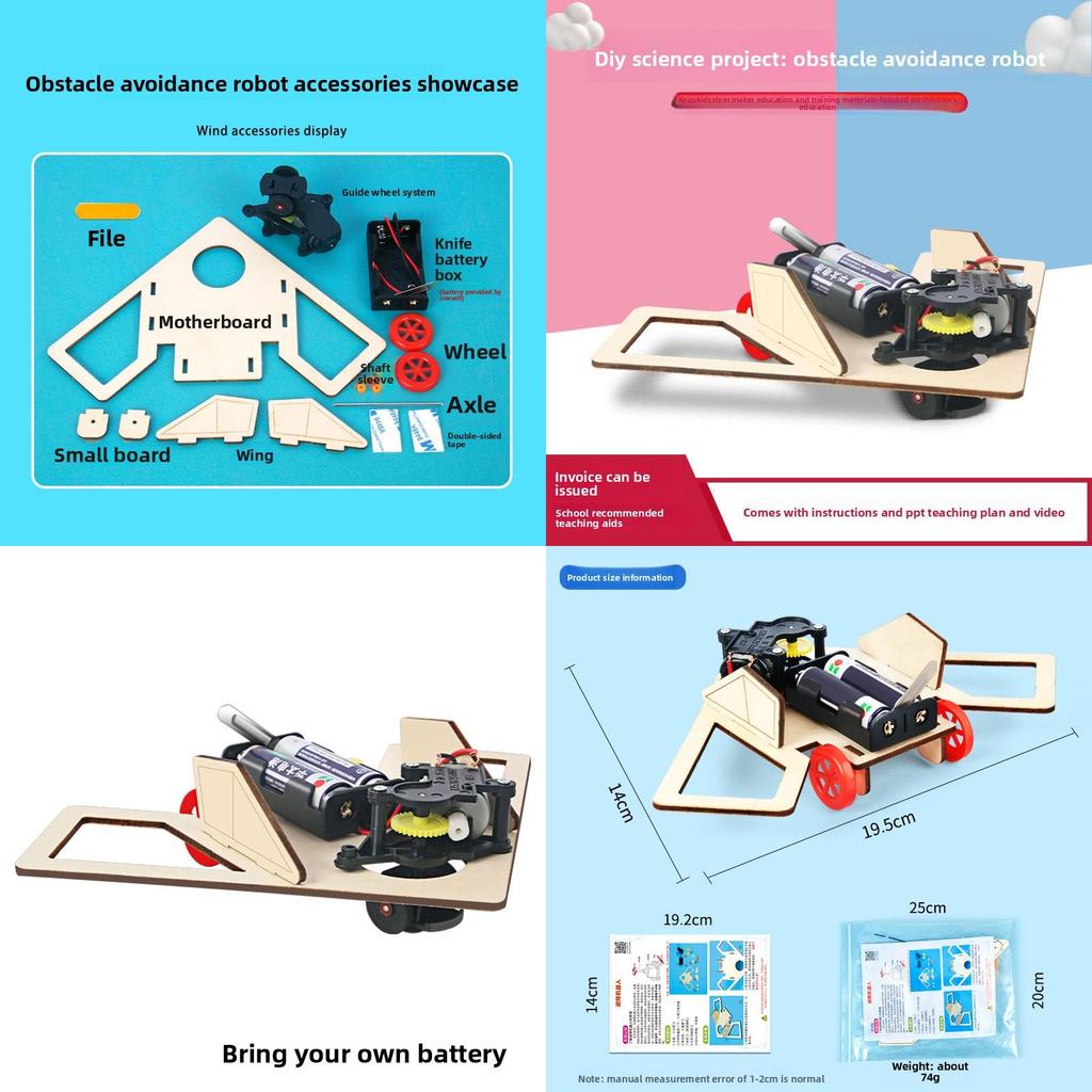 Science Obstacle Avoidance Car Robot Kit For Student Stem Learning