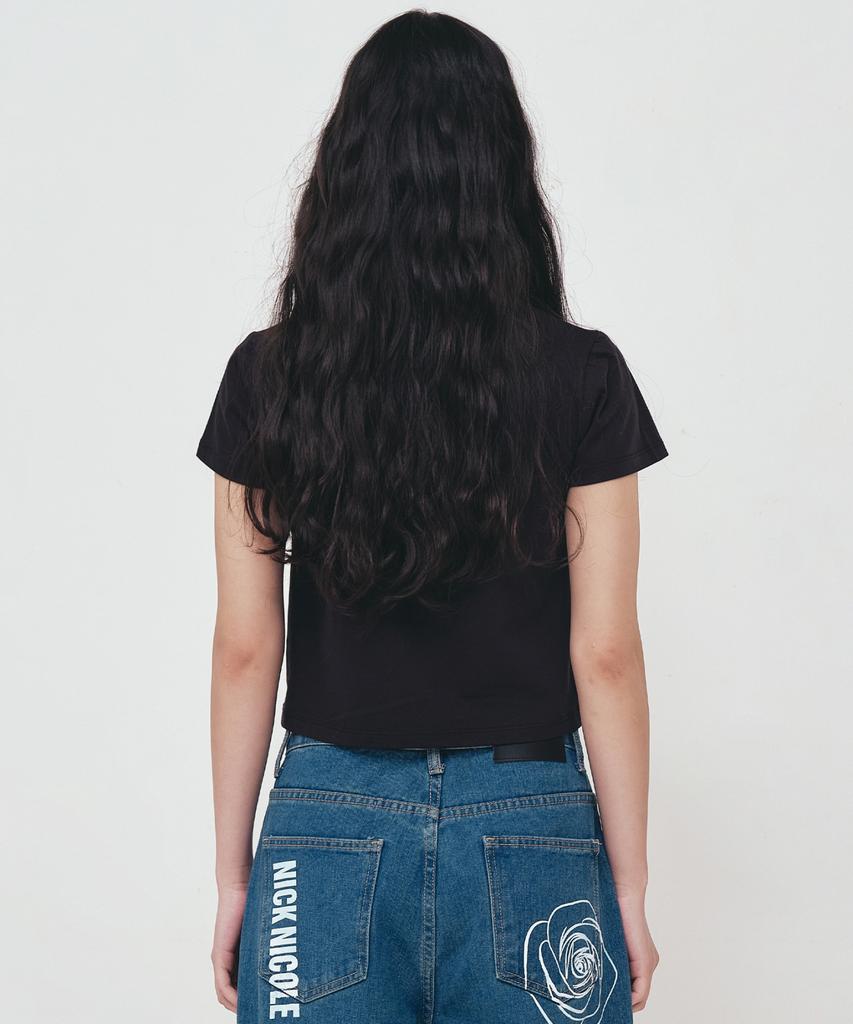Nigaennikol Rose Signature Crop Top_Black Sky Blue