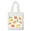 Fashion Kawaii Canvas Bag Summer Lemon Print Women Shoulder Bag White Large Capacity Reusable Shopper Bag Female Handbag