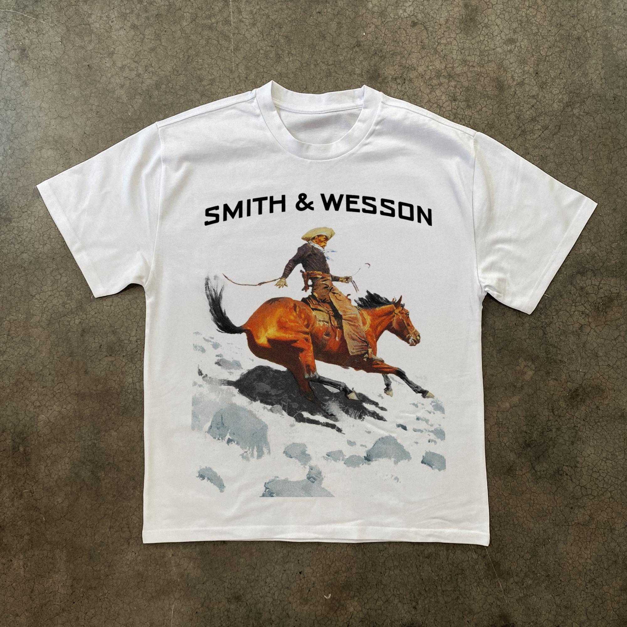 

Retro Cowboy T-Shirt Men Women Western Print Cotton Short Sleeve Casual Streetwear Top 5XL різнокольоровий