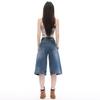 Fashion Summer Vintage Paris Button Detailed Wide Leg Denim Cropped Capri Pants For Women Loose Straight Trendy Versatile Slimming Design