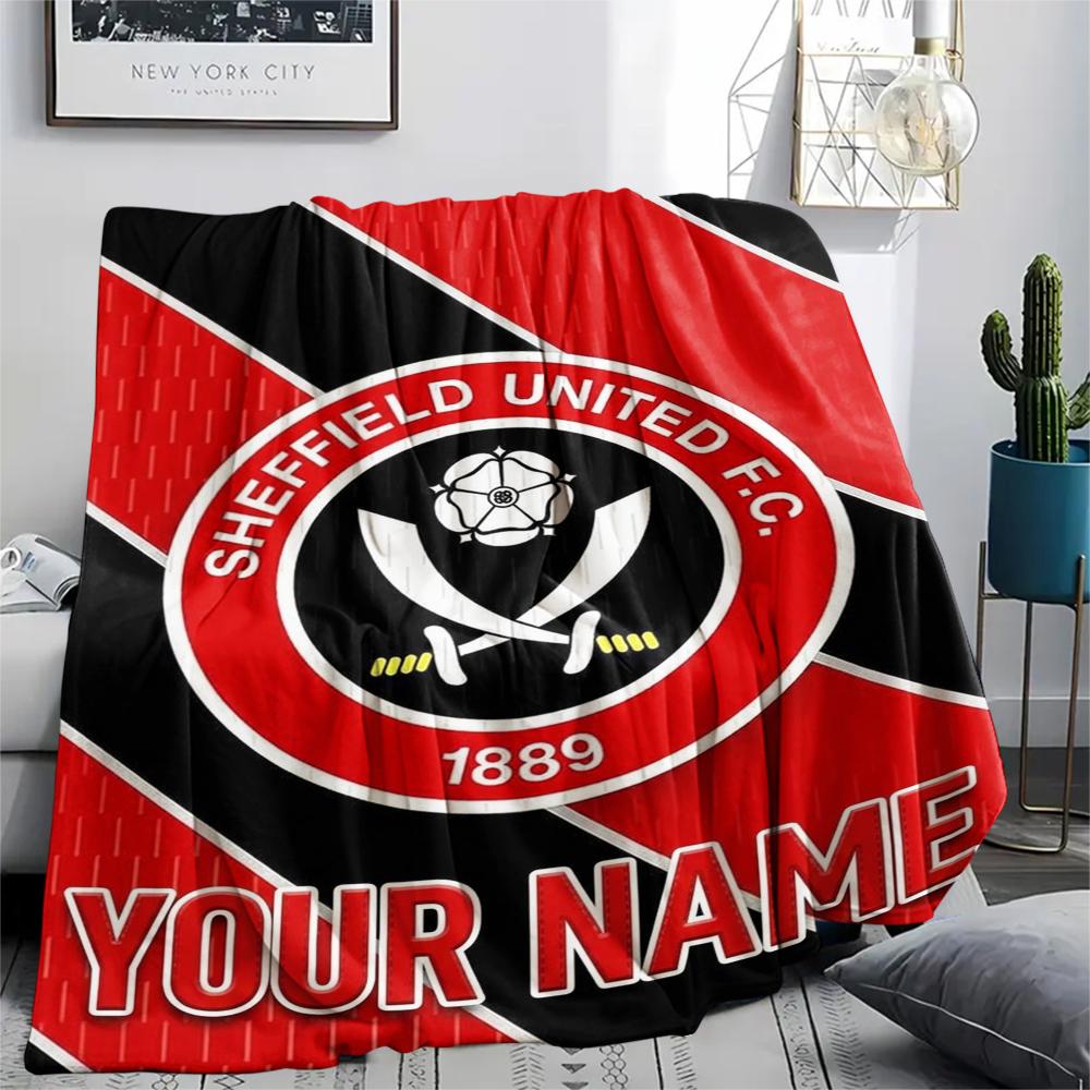 1PC Custom Name Sheffield United FC Patterned Flannel Blanket Suitable For All Seasons for Home Decor Warmth and Comfort Gifts Holiday Present