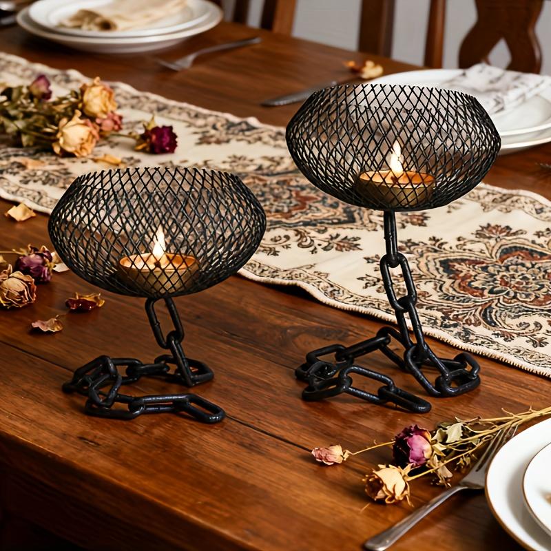1PC Industrial Chain Iron Candlestick: A Retro Industrial-style Decorative Piece with a Chain Design, Suitable for Indoor/outdoor Use.