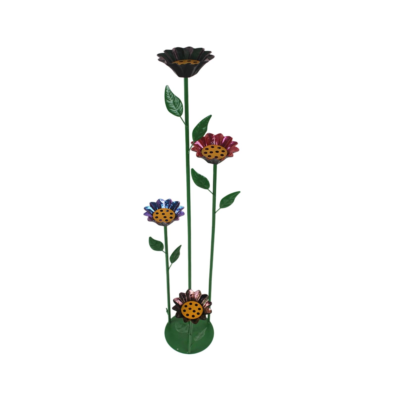 Metal Flower Garden Stake Bird Feeder and Bird Bath Outdoor Yard Decorative Stand for Feeding Birds and Bird Bathing One Size
