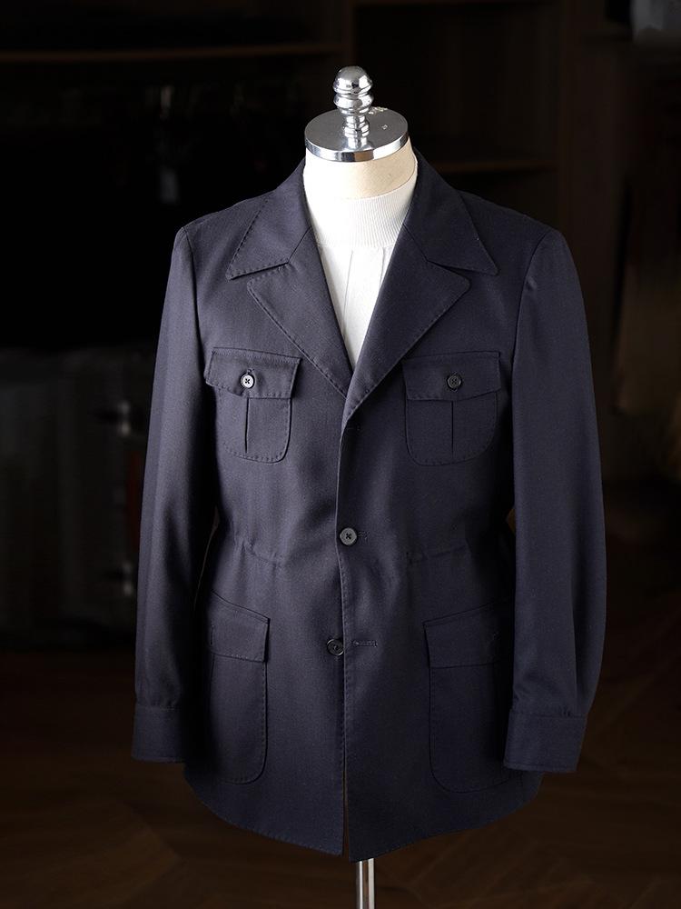 Ruishen Spring/Autumn Men's Retro Linen Blend Suit Collar Jacket