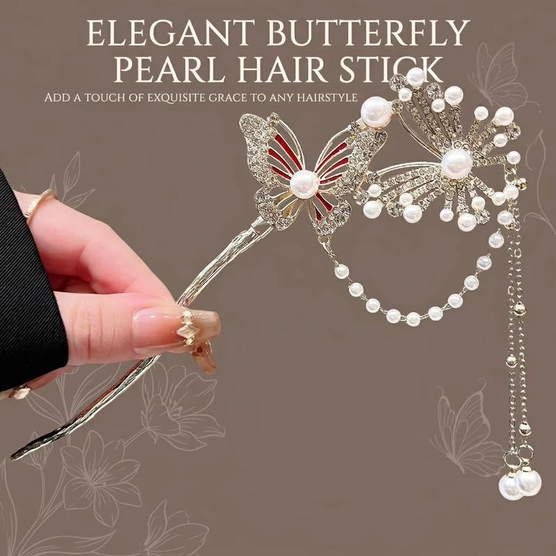 Butterfly Hairpin For Women Alloy Tassel Hairpins Vintage Floral Hair Accessories For Wedding Festivals Hairpins