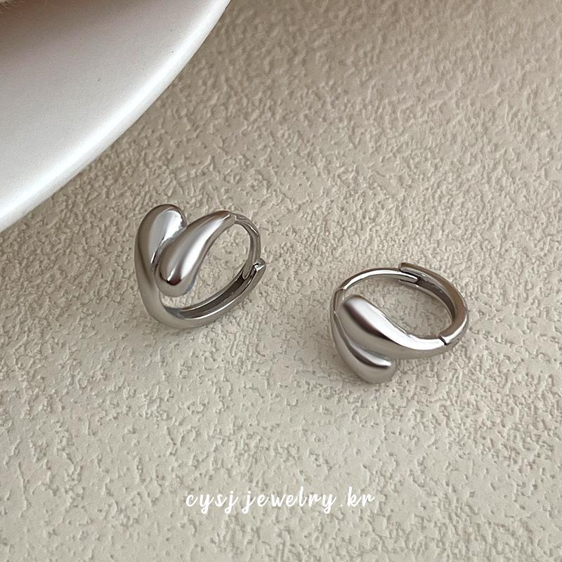 Cuiyan S925 Silver Minimalist Double Water Drop Earrings for Women